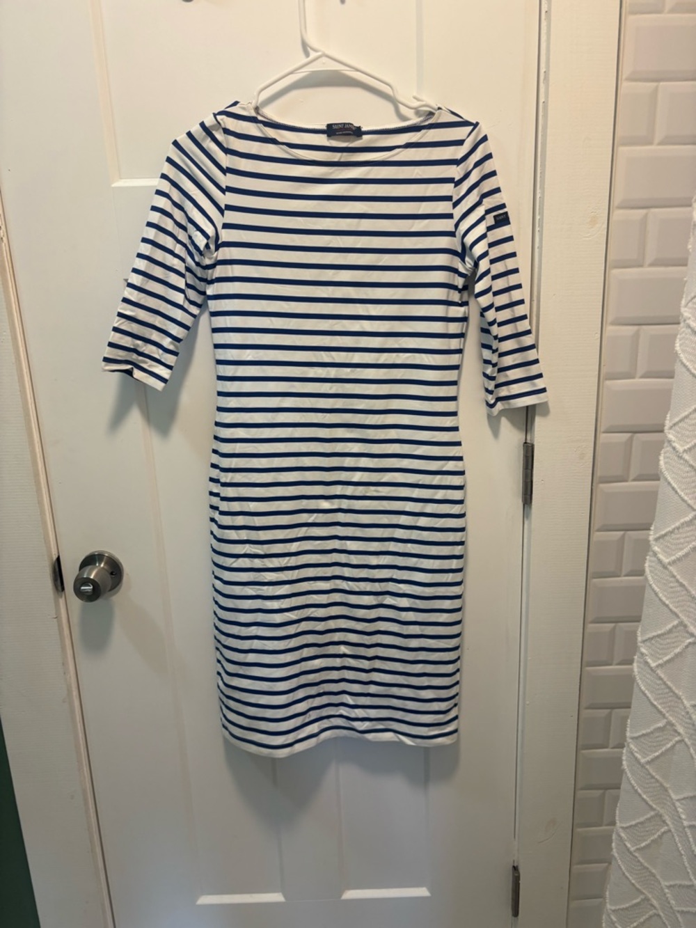 Saint James Striped Navy and White Boatneck Dress size US 4